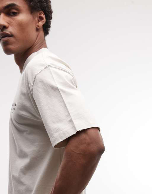 AllSaints Dreamer short sleeve logo t-shirt in off white, 4 of 5