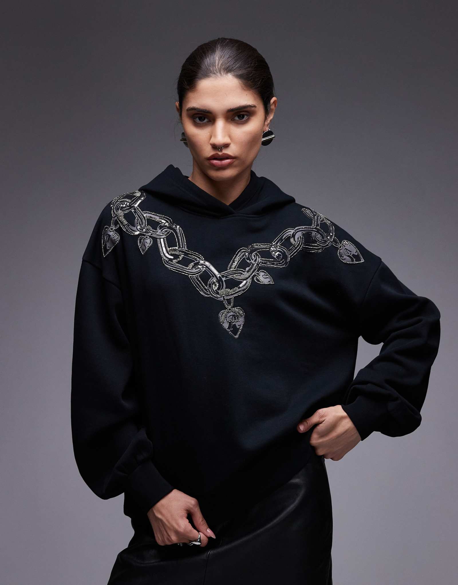 Черная толстовка с капюшоном talon, украшенная капельницами AllSaints 