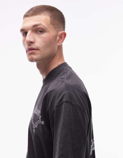 Allsaints Drip graphic t-shirt in washed black - BLACK, 4 of 5