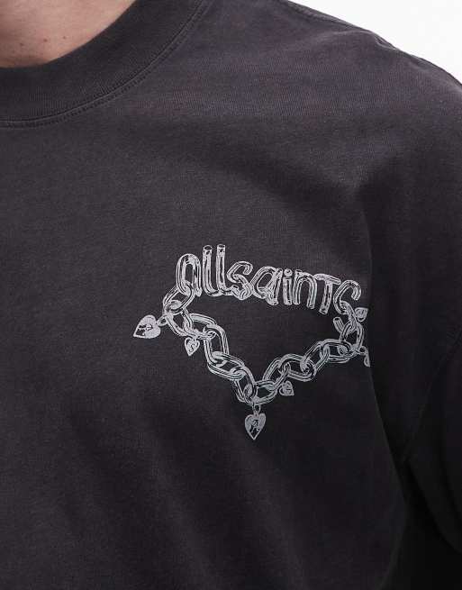 Allsaints Drip graphic t-shirt in washed black - BLACK, 5 of 5