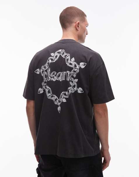 AllSaints Drip graphic t-shirt in washed black - view 1