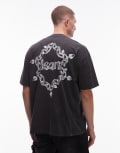 [AllSaints] AllSaints Drip graphic t-shirt in washed black M Washed black