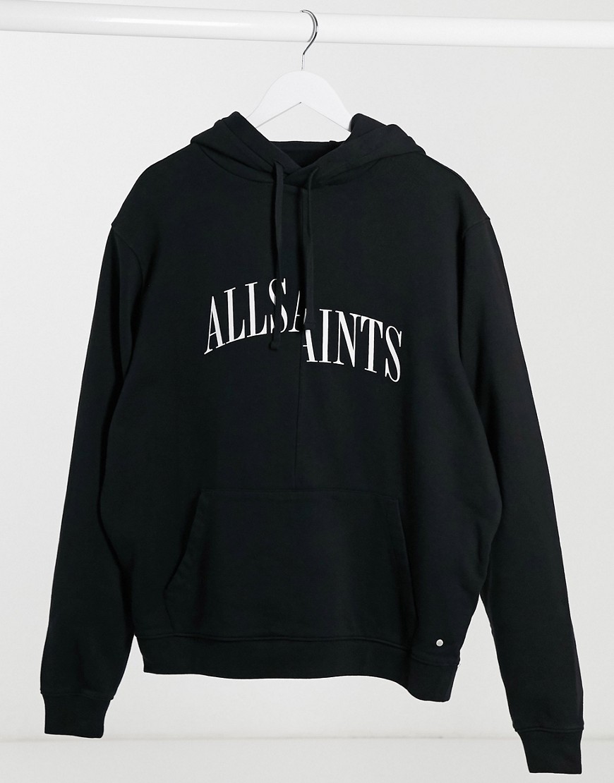 AllSaints - Dropout - Hoodie met gespleten logo in zwart