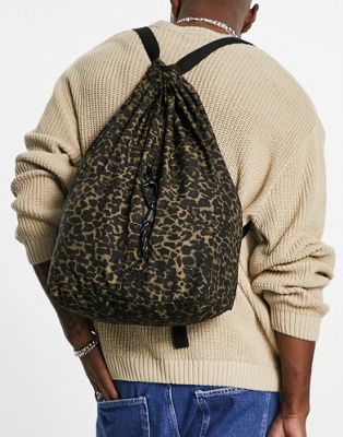 AllSaints duffle string backpack in leopard - ASOS Price Checker