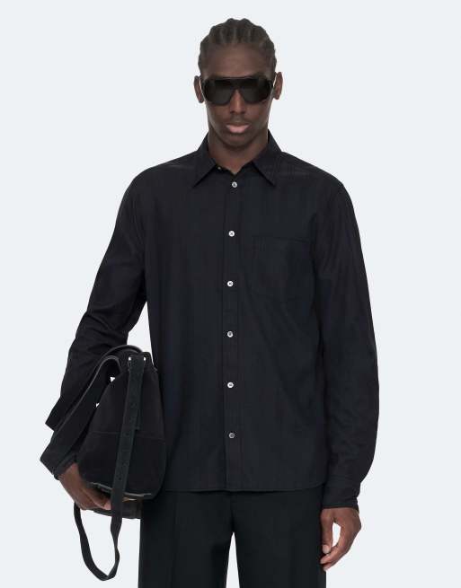 AllSaints Duke Langarmhemd in Tintenblau, 4 von 6