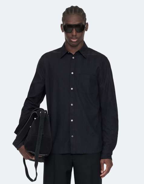 AllSaints Duke overhemd met lange mouwen in inktblauw - view 1