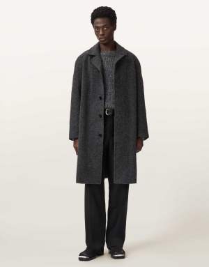 Allsaints Duke wool overcoat in grey - GREY