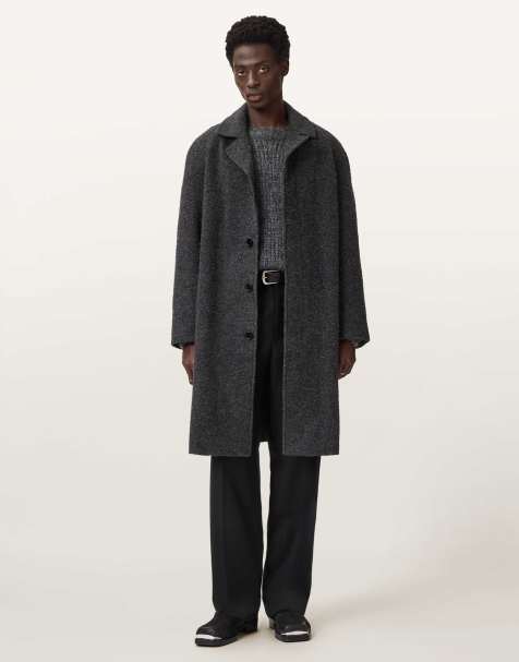 Allsaints Duke wool overcoat in grey - view 1