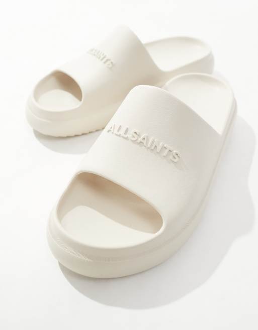 AllSaints Dune lightweight chunky sliders in off white, 2 of 4