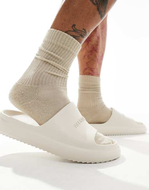 AllSaints Dune lightweight chunky sliders in off white ASOS