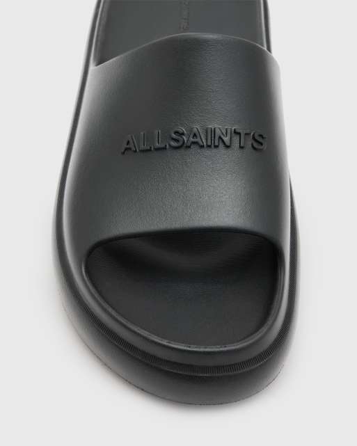 AllSaints Dune rubber sliders in black ASOS