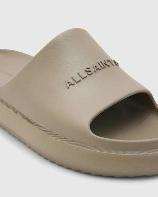 AllSaints Dune rubber sliders in stone ASOS
