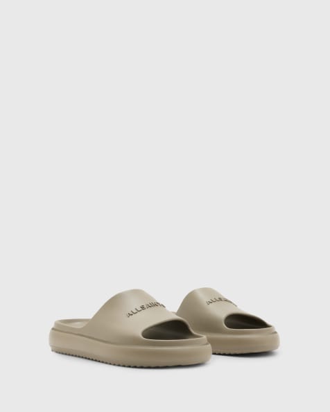 AllSaints Dune rubber slides in stone - view 1