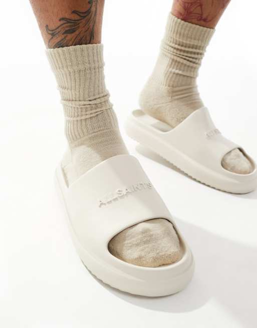 AllSaints - Dune - Sliders con suola spessa leggere bianco sporco