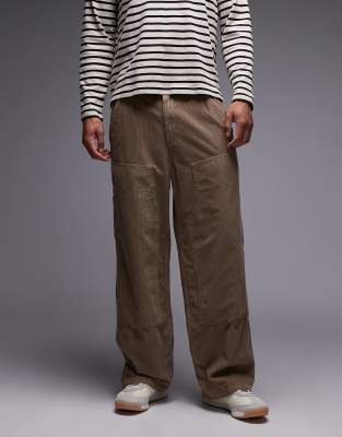 AllSaints Allsaints Dunstan cord carpenter trouser in tan-Brown