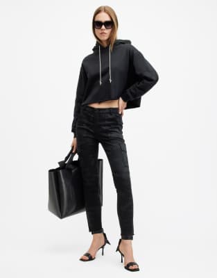 AllSaints - Duran - Cargo-Jeans in verwaschenem Schwarz