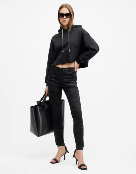 AllSaints – Duran – Cargo-Jeans in verwaschenem Schwarz - view 1
