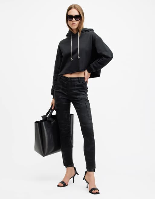 AllSaints - Duran - Cargobroek met camouflageprint in zwart met wassing