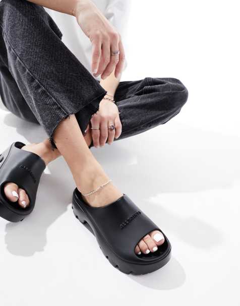 AllSaints Eclipse flatform sliders in black