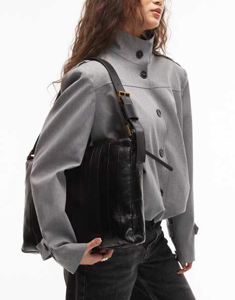 AllSaints edbury panel shoulder bag in black - view 1