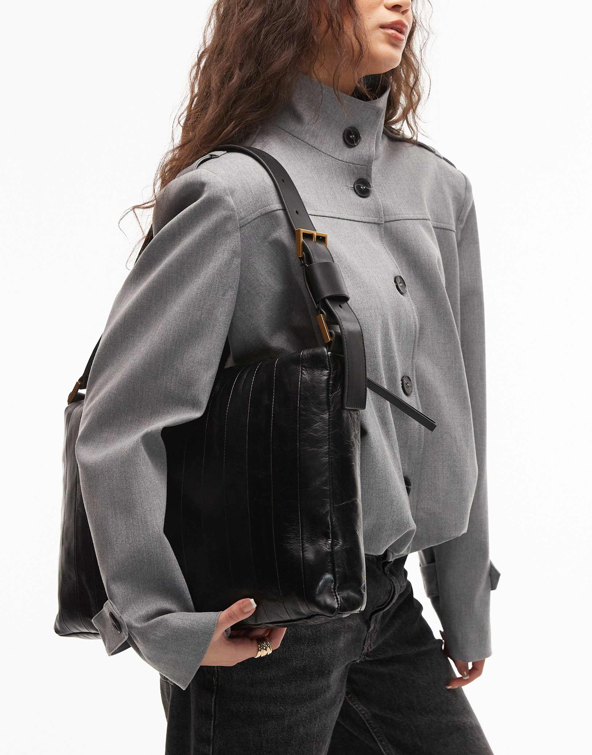 allsaints edbury panel shoulder bag in black