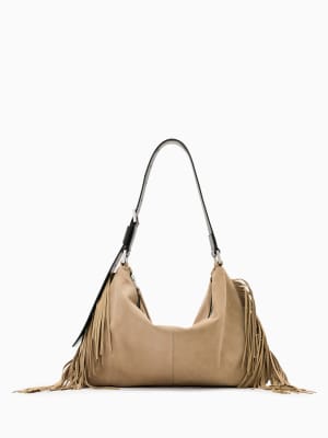 ALLSAINTS EDBURY SUEDE FRINGE SHOULDER BAG 