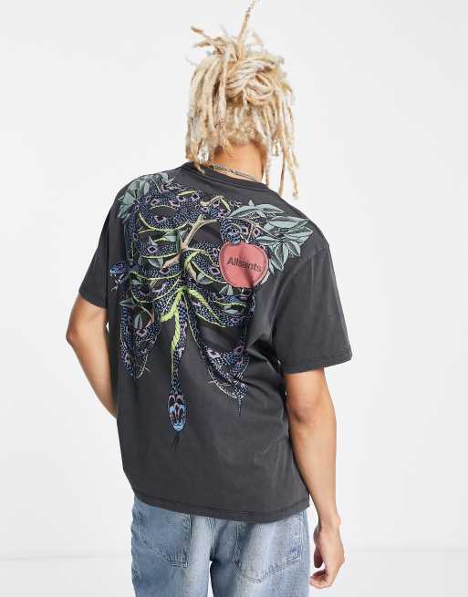 AllSaints – Edenfall – T-Shirt in Schwarz mit Grafik 