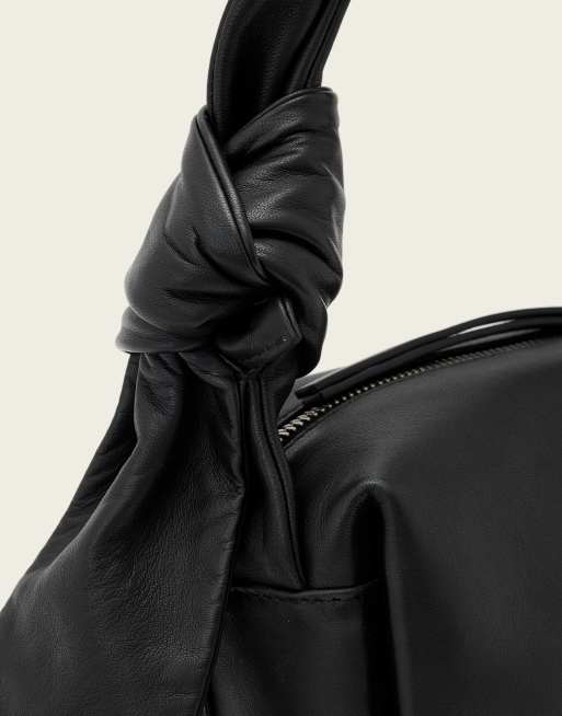 AllSaints Effie Knot leather shoulder bag in black, 3 of 4