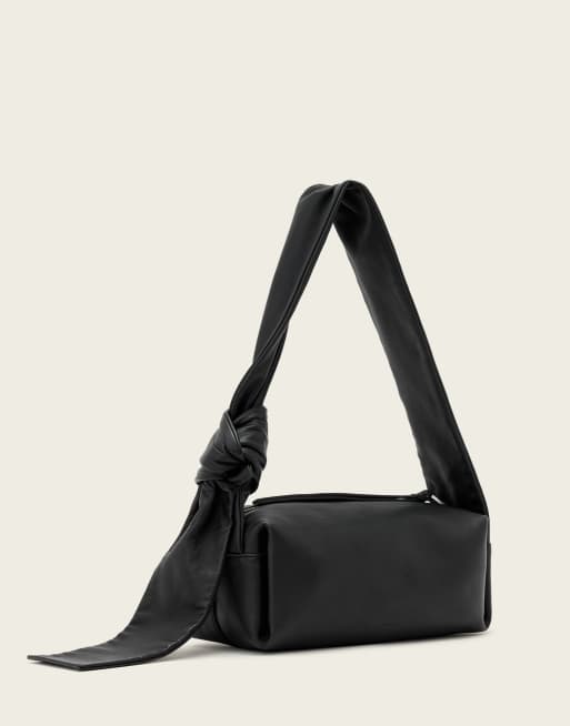 AllSaints Effie Knot leather shoulder bag in black, 4 of 4