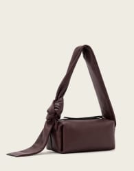 AllSaints Effie Knot leather shoulder bag in burgundy