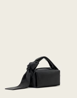 AllSaints Effie Knot micro leather shoulder bag in black