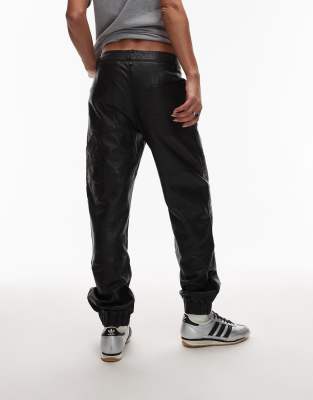 Allsaints El Leather Carpenter Pants In Black