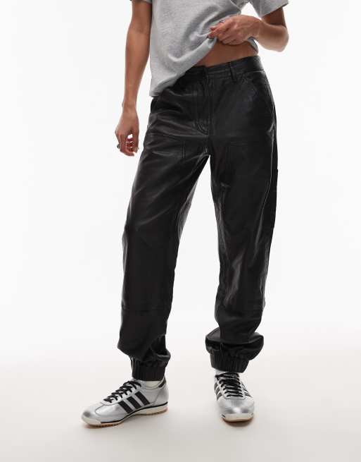 Allsaints El leather carpenter pants in black , 3 of 5