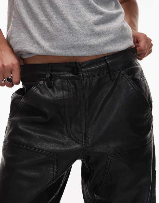 Allsaints El leather carpenter pants in black , 5 of 5