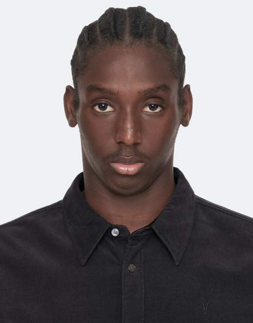 AllSaints Elgar camisa de manga larga en negro antracita, 5 de 7