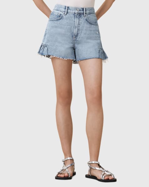 AllSaints Eliana denim shorts in light indigo - view 1