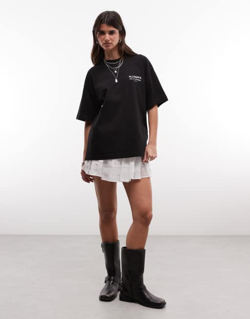 AllSaints Eliana Etta T-shirt med korte ærmer og grafisk logo i sort, 2 af 4