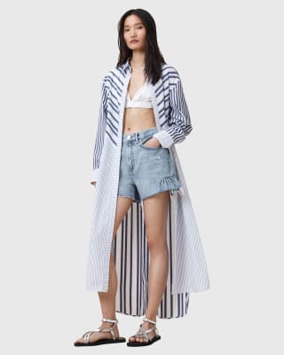 Allsaints – Eliana – Jeansshorts in hellem Indigoblau - view 1