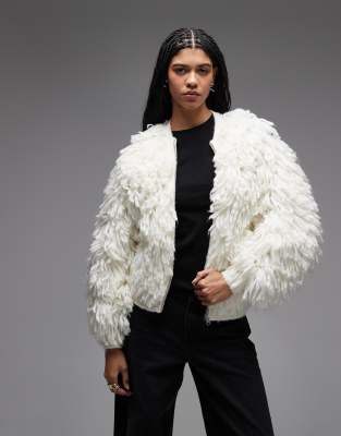 AllSaints - Elias - Strickjacke in Cremeweiß