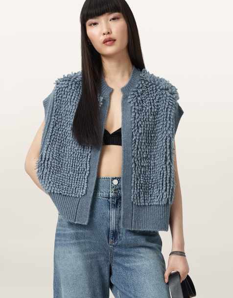 AllSaints – Elias – Weste in Schieferblau - view 1