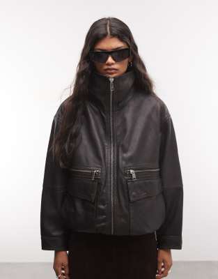 Allsaints Women's Elisa Leather Bomber Jacket Brown Size Uk 8/Us 4 - Bild 5