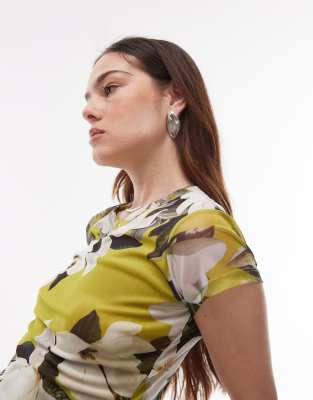 Allsaints Womens Revive Stem Gr Ellie Floral-print Mesh T-shirt In Green