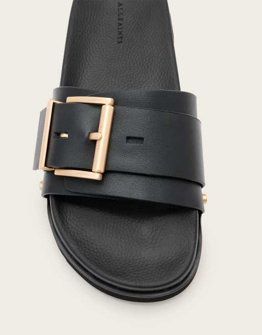 AllSaints - Ellie - Slider con borchie in pelle nere, 3 di 4