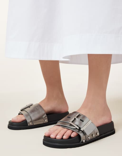 AllSaints - Ellie - Slippers met studs in grijs