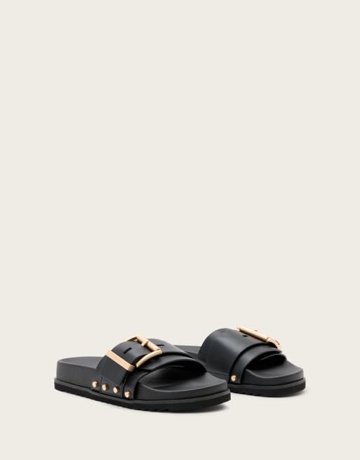 AllSaints - Ellie - Sorte sliders med nitter i læder, 4 af 4