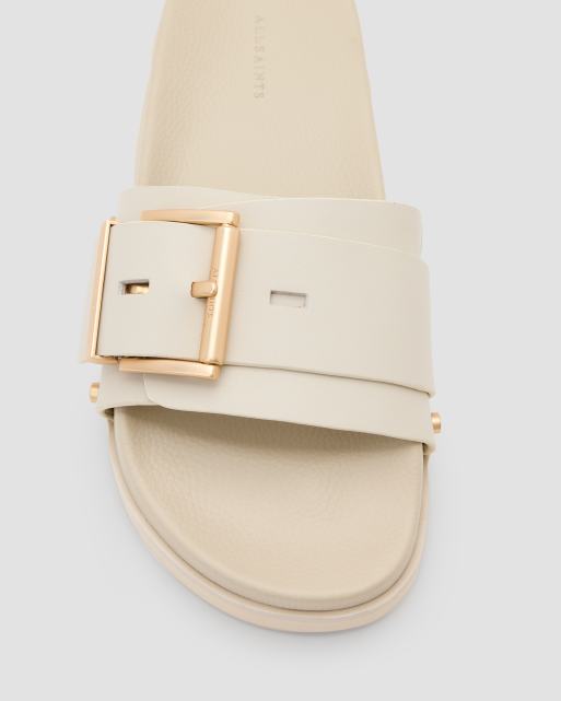 AllSaints Ellie studded leather slides in chalk white, 2 of 4