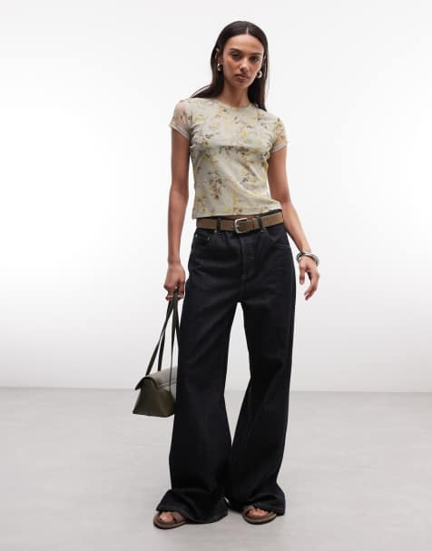 AllSaints - Ellie - T-shirt à manches courtes en tulle fleuri - Beige - view 1