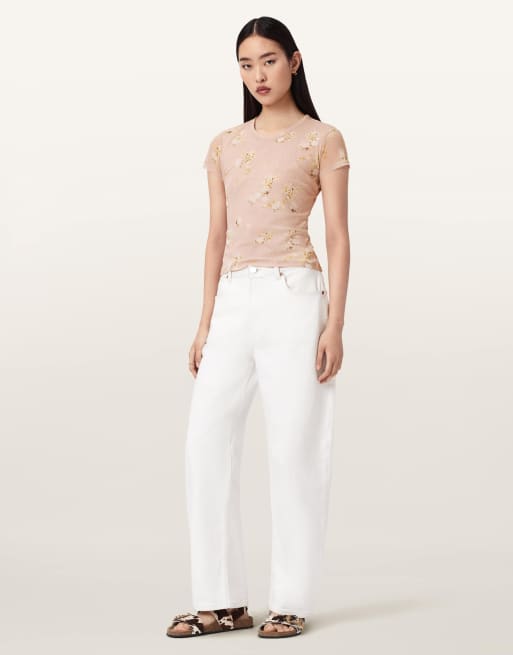 AllSaints - Ellie - T-shirt van mesh in poproze, 4 van 6