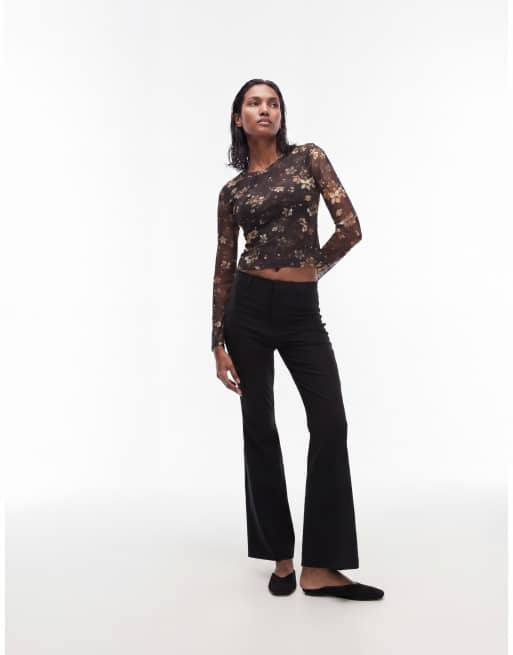 AllSaints - Ellie - Top manches longues en tulle imprimé fleuri - Noir, 2 de 4