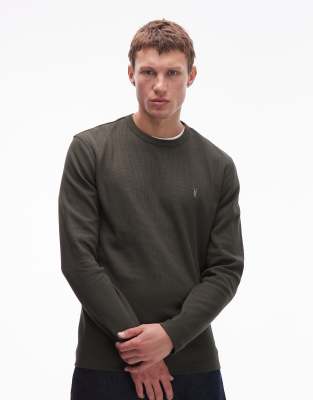 AllSaints Allsaints Ellis long sleeve crew neck in khaki-Green